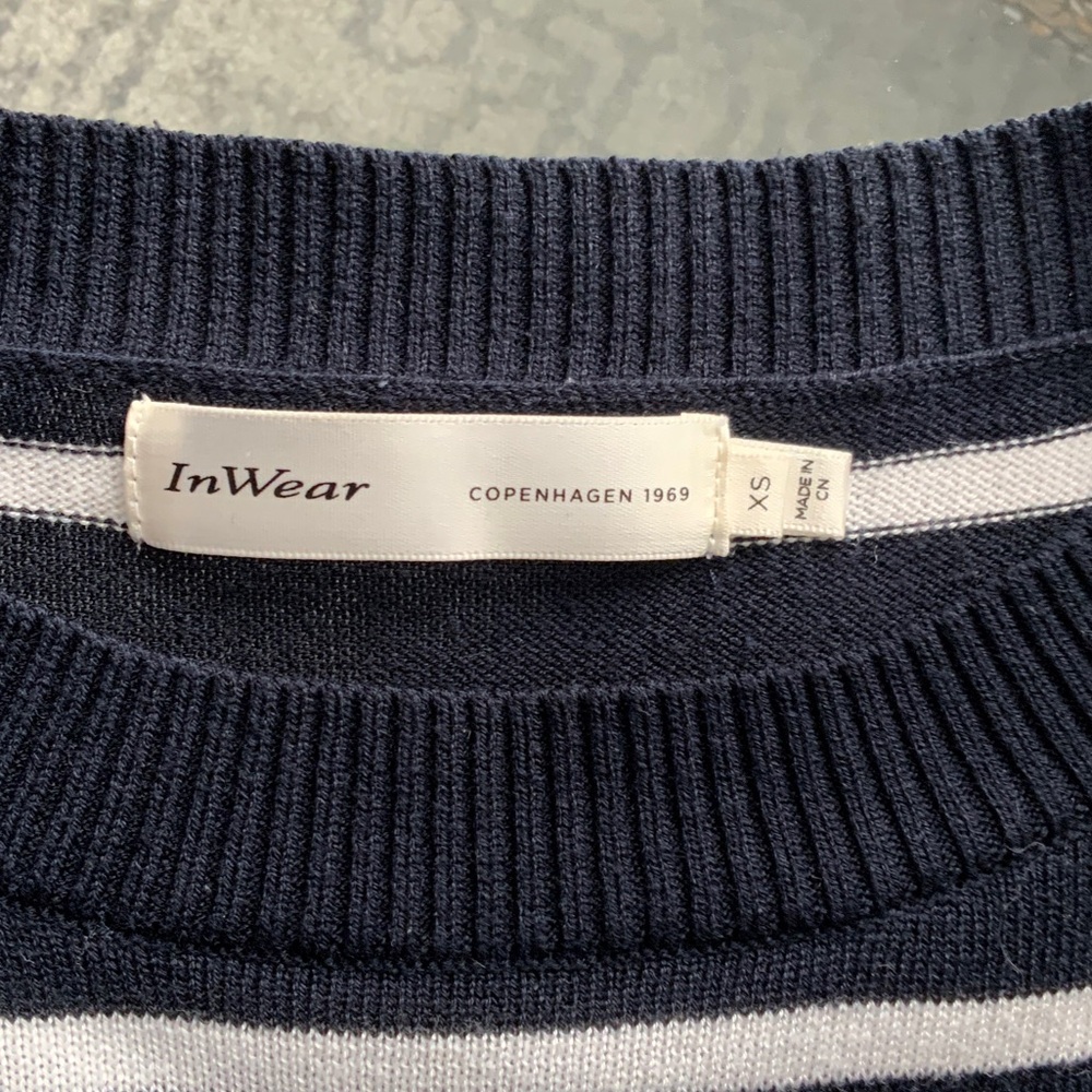 Inwear Classic Navy and White Striped Women's Sweater XS - Picture 2 of 6
